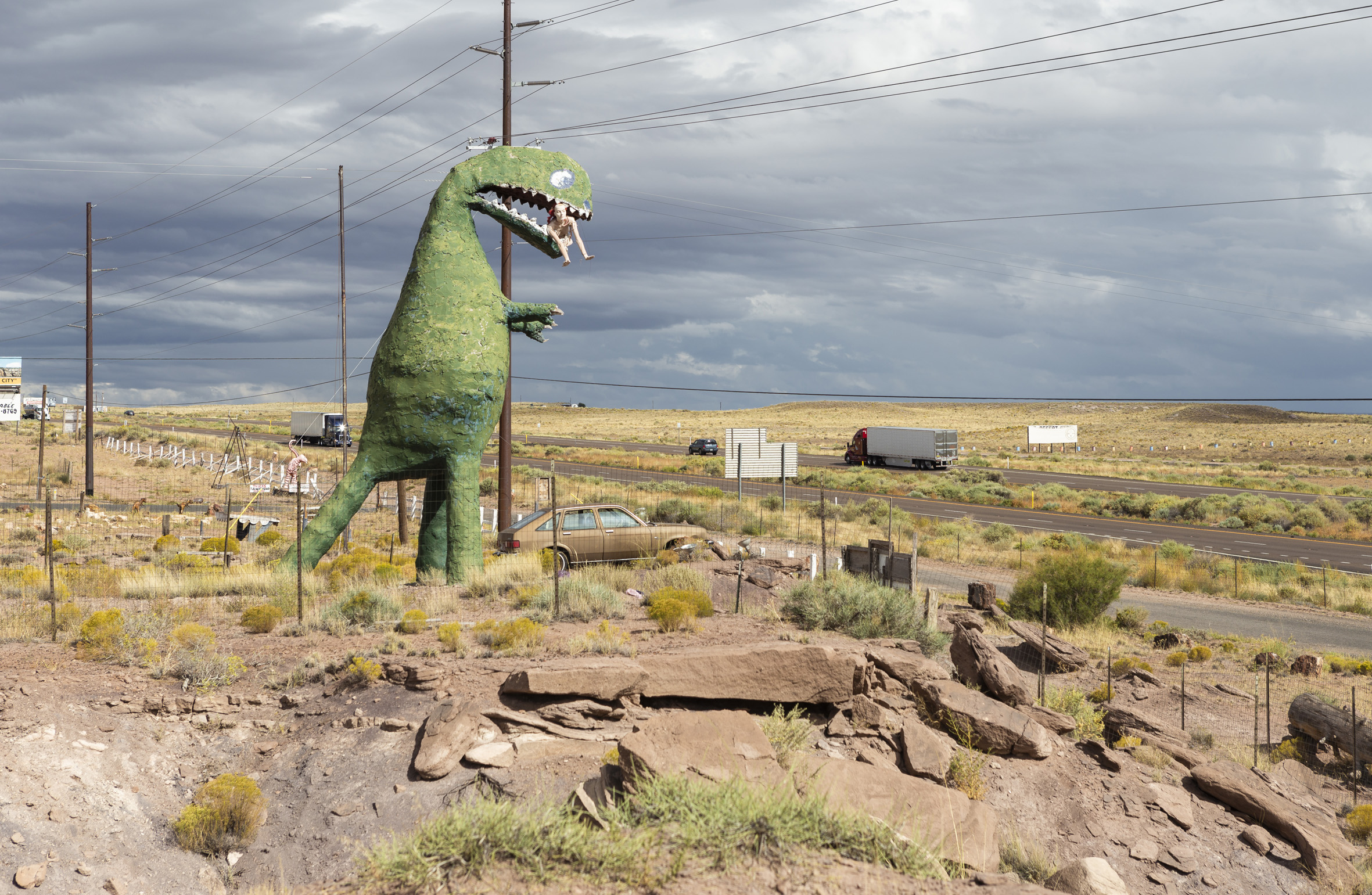 Relikt aus seligen Route-66-Zeiten: Dinosaurier-Kitsch war mal sehr beliebt. Foto: Ellen Klinkel